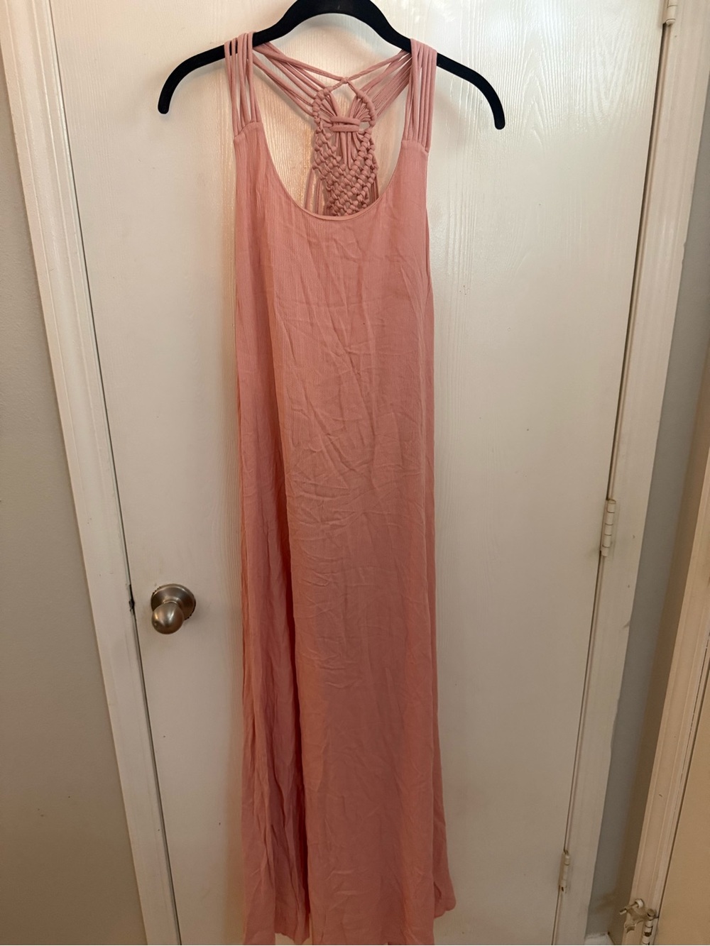 JustFab Dusty Rose Maxi Dress with Braided Back